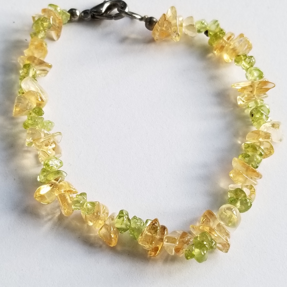 Citrine and Peridot gemstone bracelet bead yellow